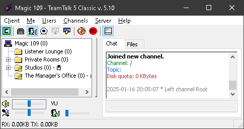 Screenshot of the TeamTalk client for PC.